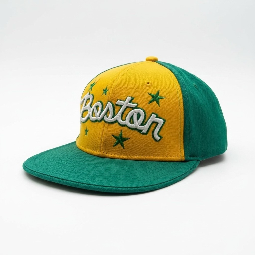 Merit 22 Boston Script Hat Green Yellow Embroidered‎ Stars Cap L/XL/XXL Korea